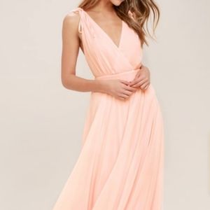 Lulus Dance the Night Away Blush Light Pink Maxi Dress